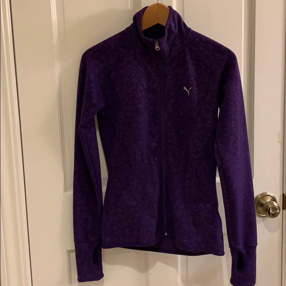 Purple fitted zip front puma jacket